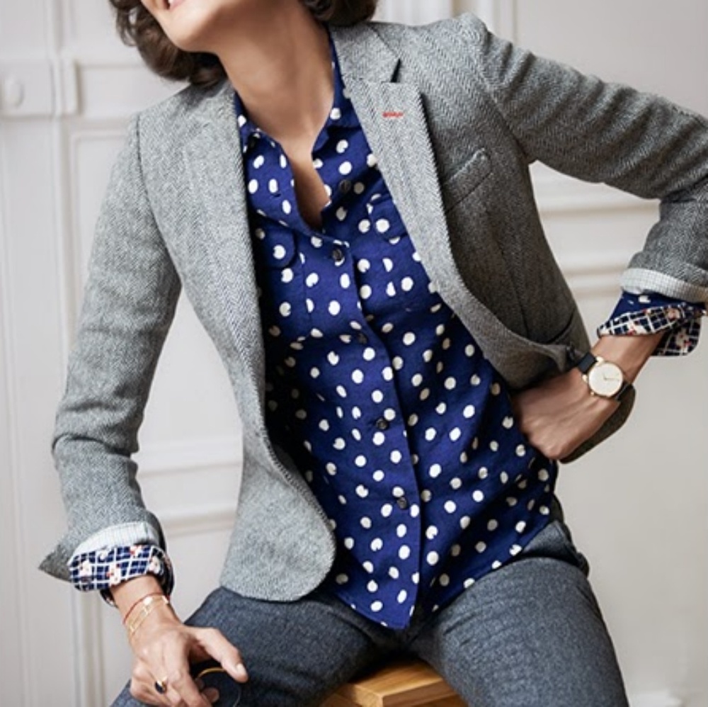 Uniqlo spotted cotton button down XS